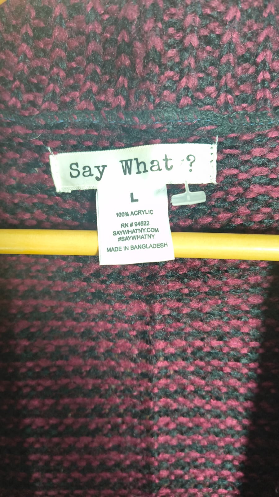 Say What Maroon Marled Fairisle Open-Front Cardigan (Size L)