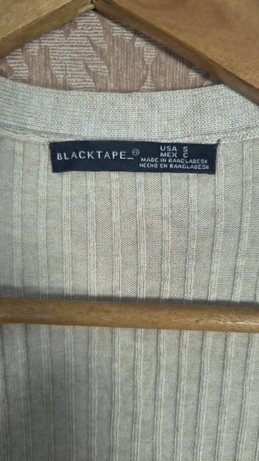 Black Tape Beige Ribbed Open-Front Longline Duster Cardigan (Size S)