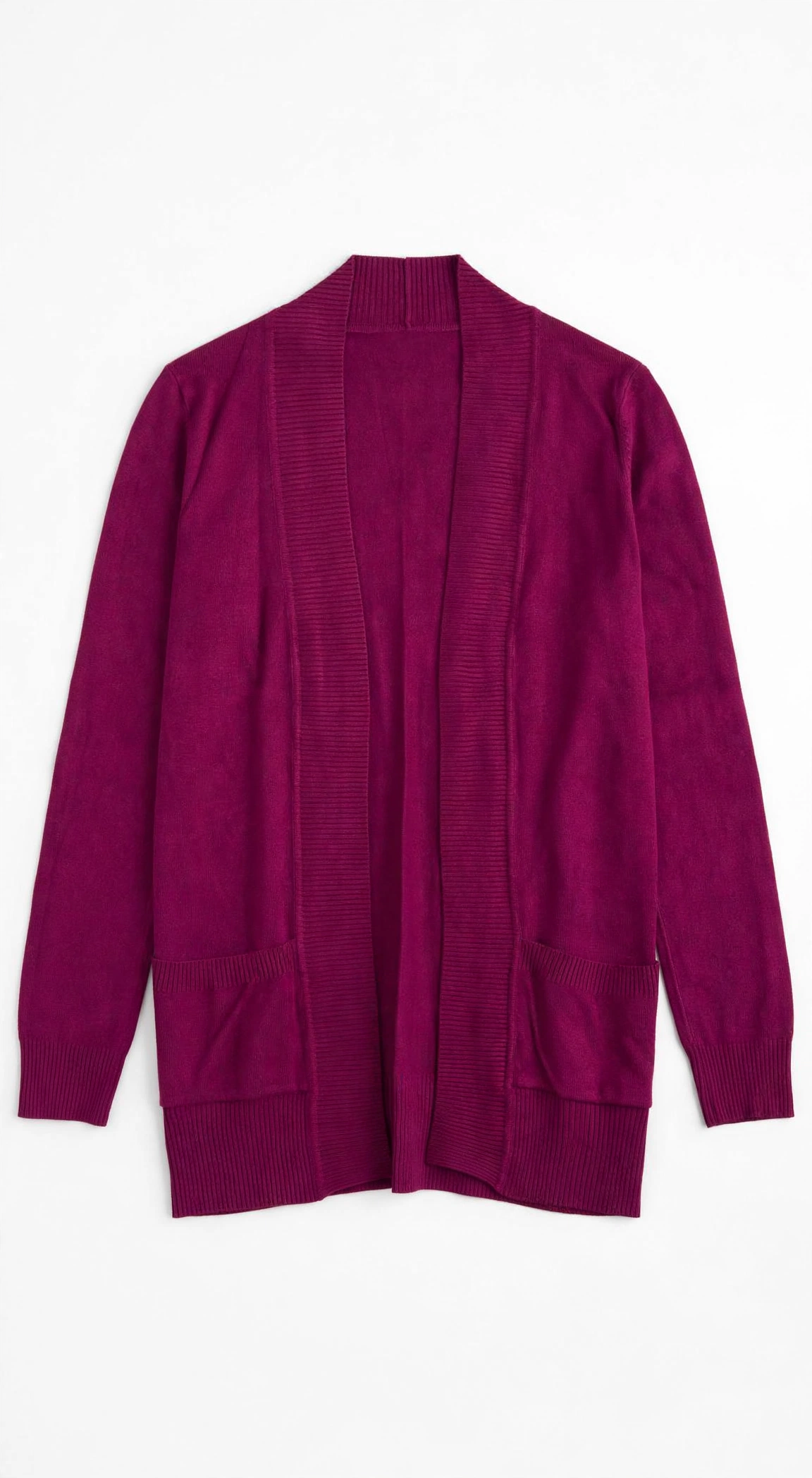 Pink Clover Deep Magenta Shawl-Collar Cardigan with Pockets (Size S)
