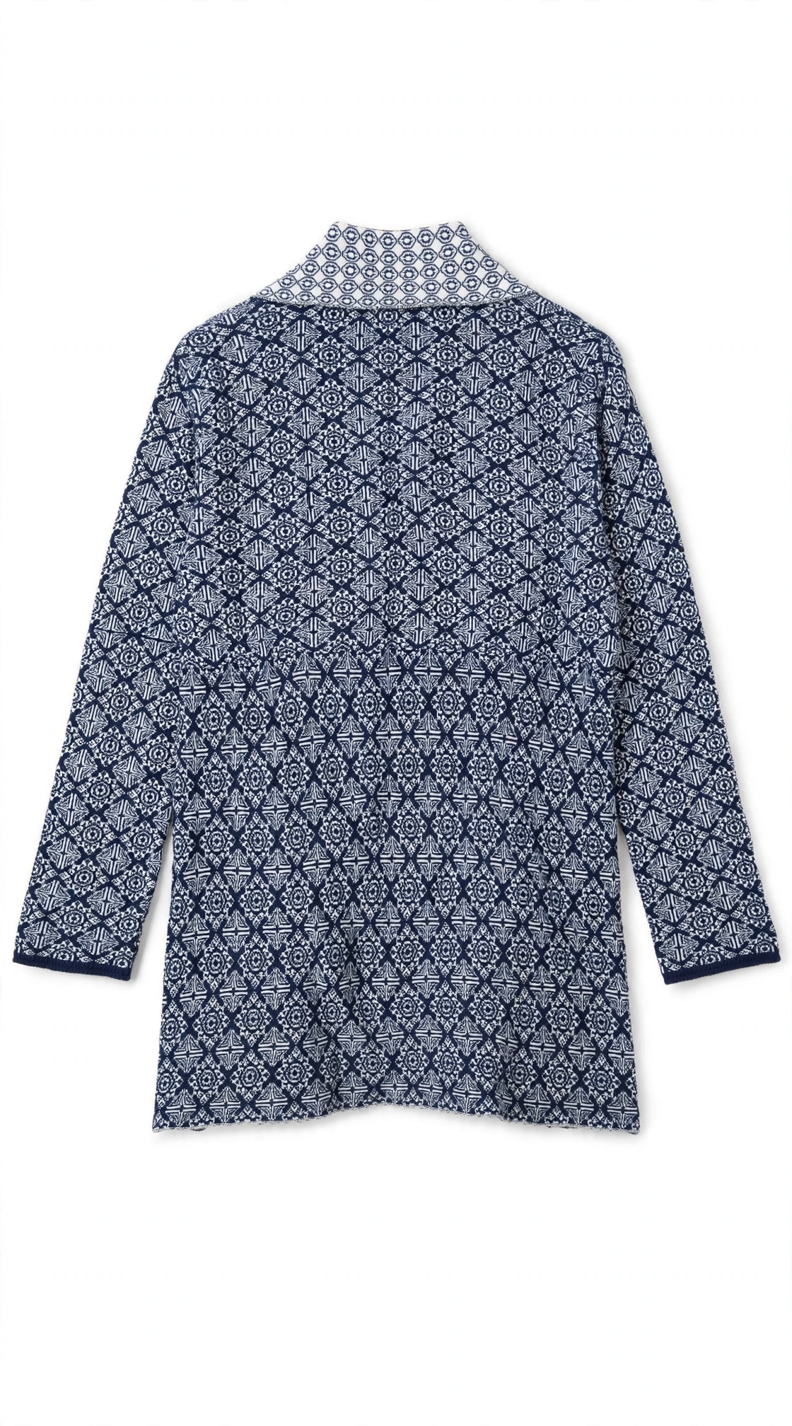 Cellbes Navy & White Geometric Knit Cardigan (Size 46/48)