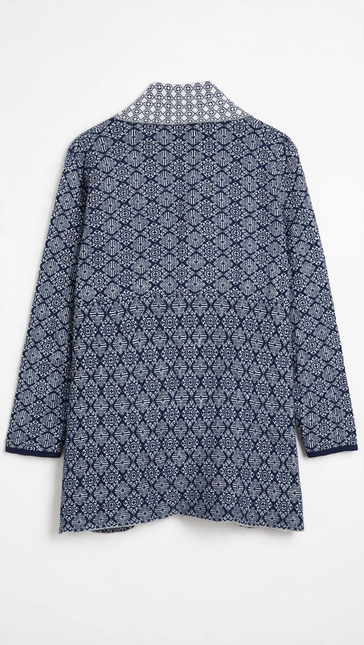Cellbes Navy and White Geometric Waterfall Cardigan (Size 46/48)