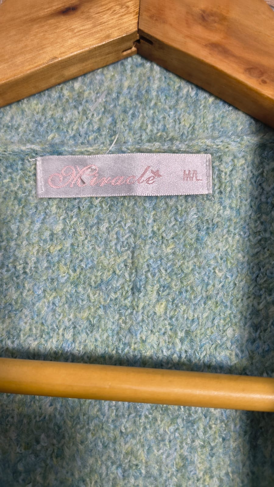 Miracle Mint Blue Marled Open-Front Cardigan with Pockets (Size M/L)
