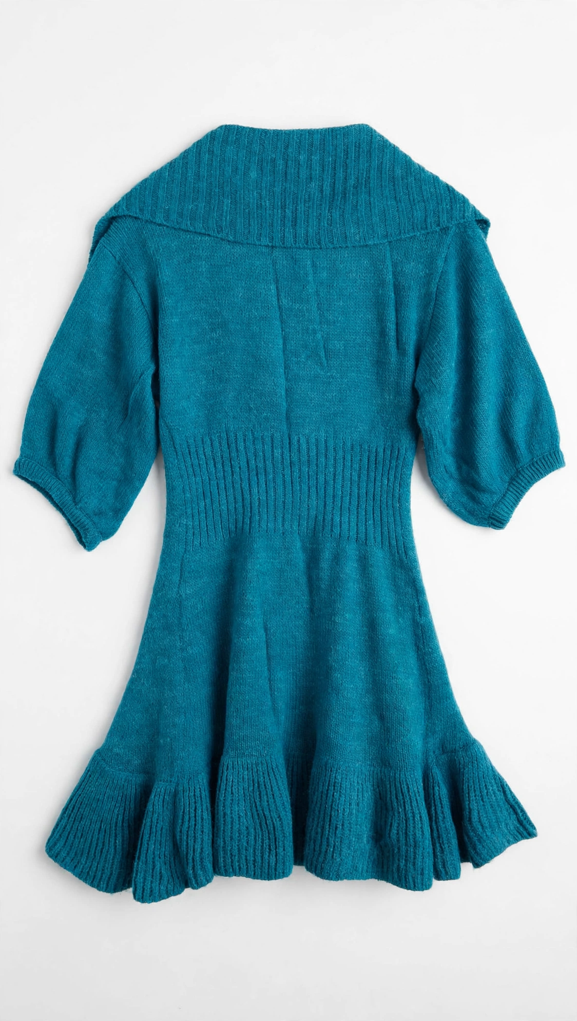Elite GIRL Teal Shawl-Collar Cardigan with Ruffled Hem (Girls)