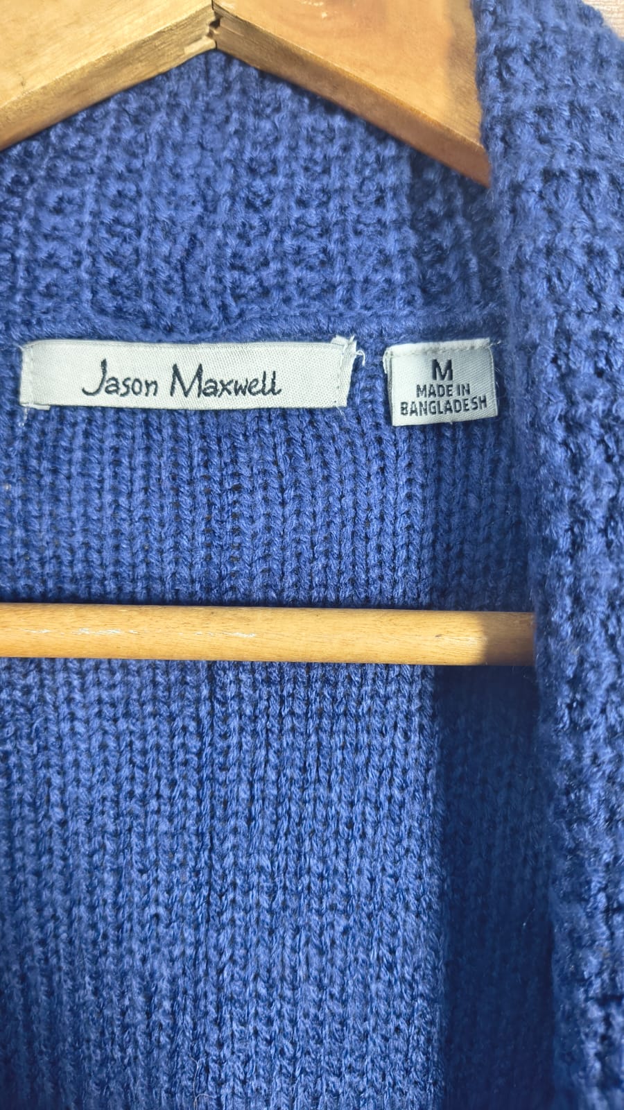 Jason Maxwell Royal Blue Cable-Knit Shawl-Collar Cardigan (Size M)