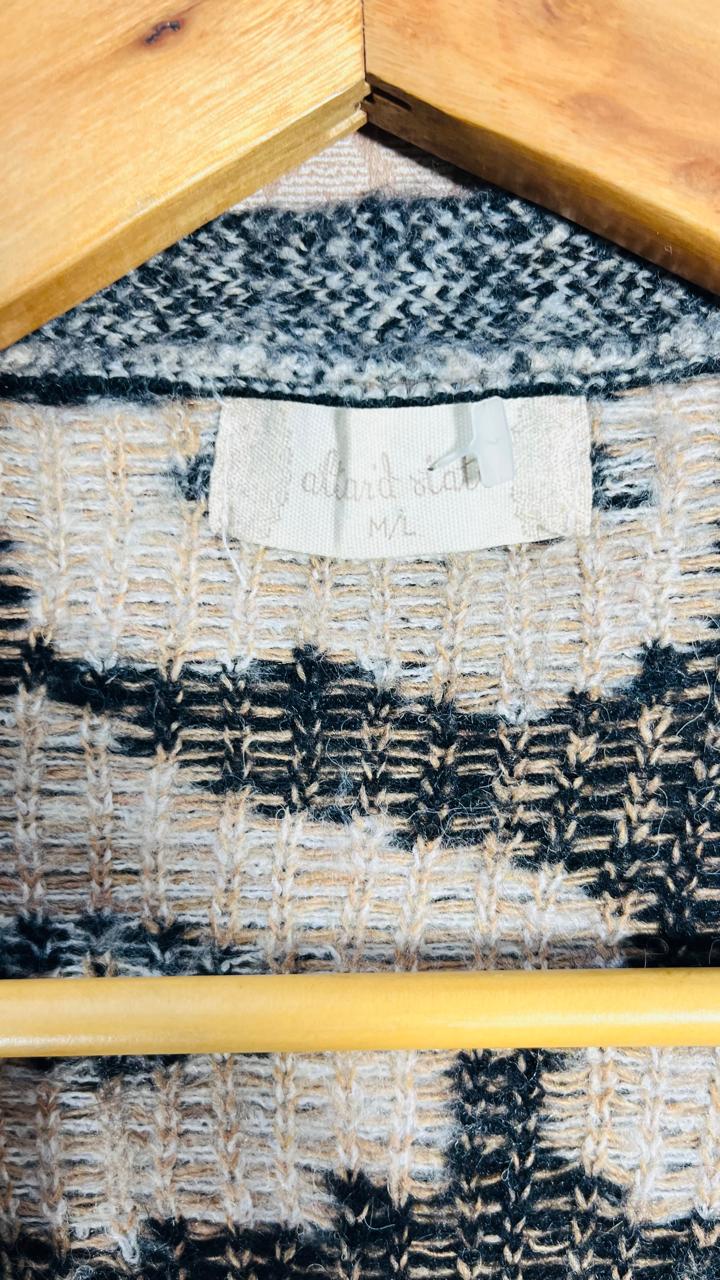 Altar’d State Leopard-Print Knit Pocket Cardigan (Size M/L)
