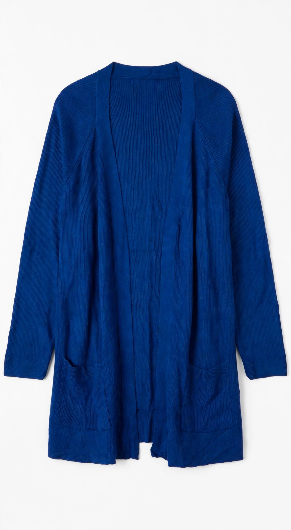 lily morgan Royal Blue Ribbed Knit Cardigan with Pockets (Size 2X)