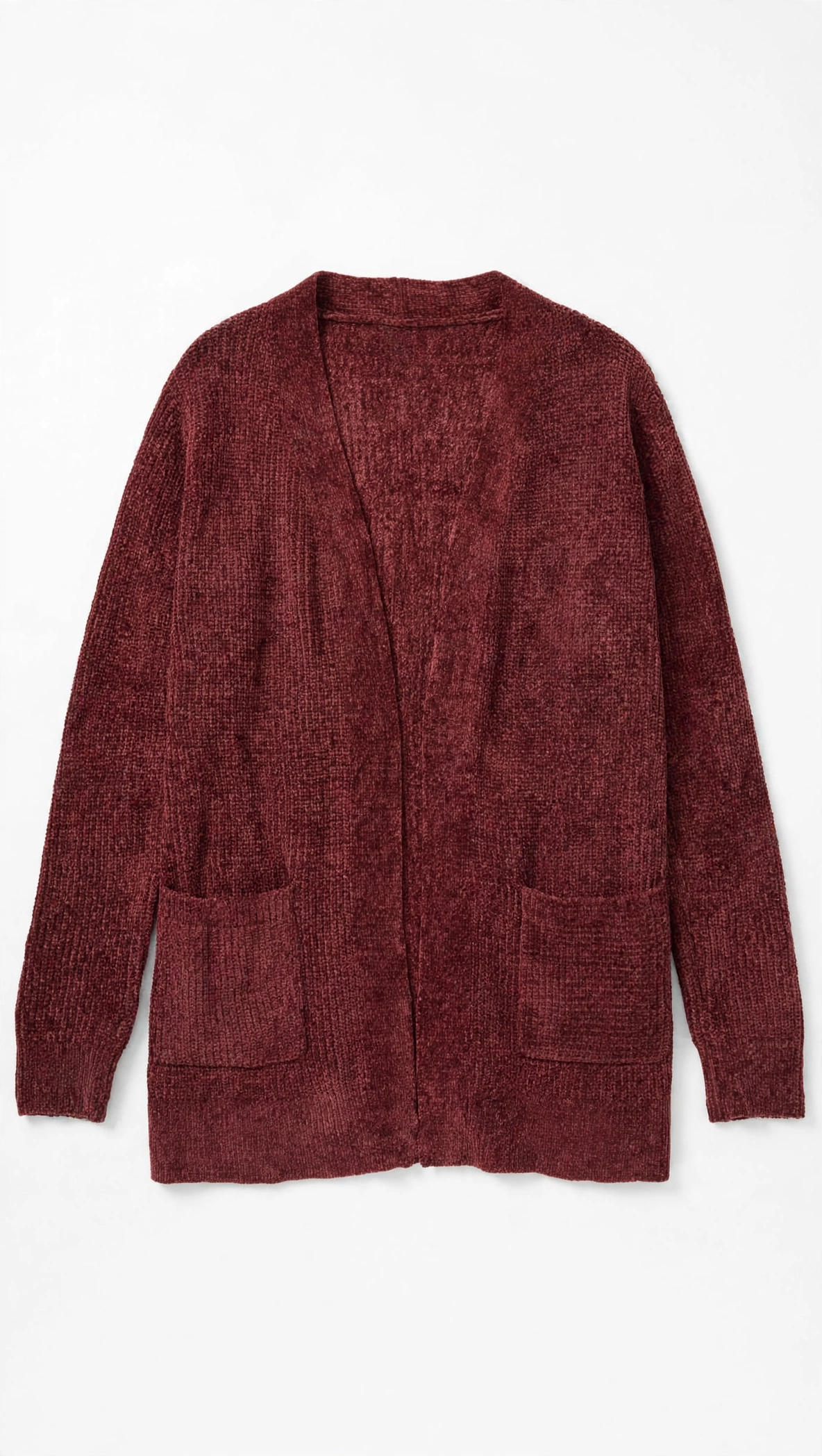 Matty M Burgundy Chenille Cardigan with Pockets (Size L)