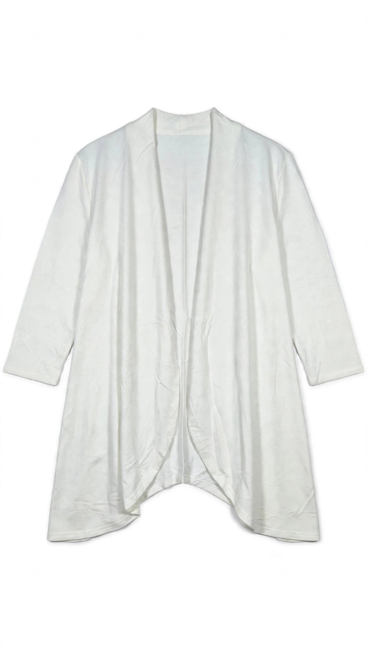 Arianna White Open-Front Draped Cardigan (Size S/M)