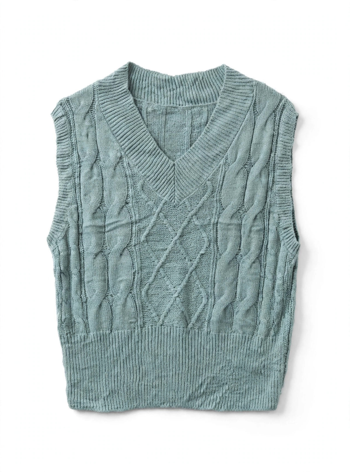 moon & madison Mint Green Cable-Knit Sweater Vest (Size S)