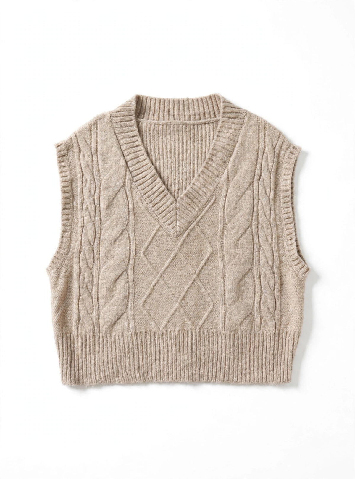 Sincerely Jules Beige Cable-Knit Sweater Vest (Size M)