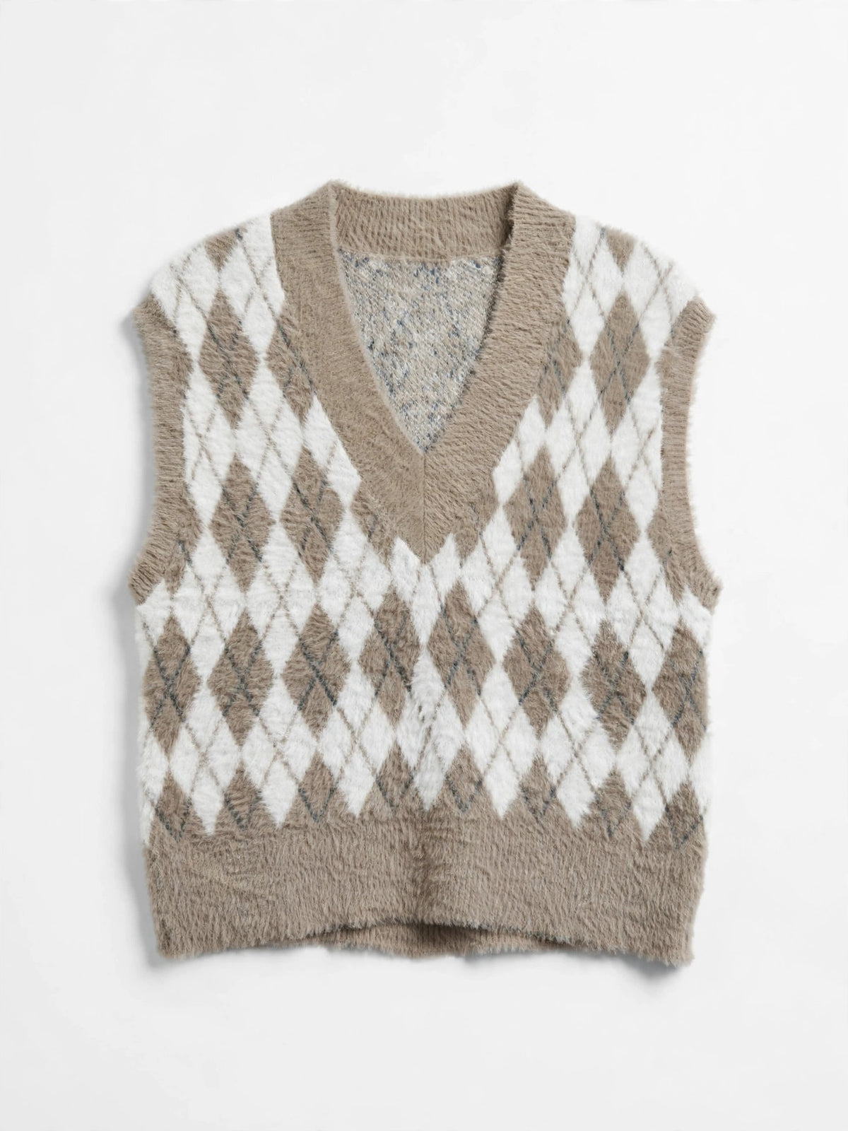 William Rast Taupe Argyle Fuzzy Knit Sweater Vest (Size XS)