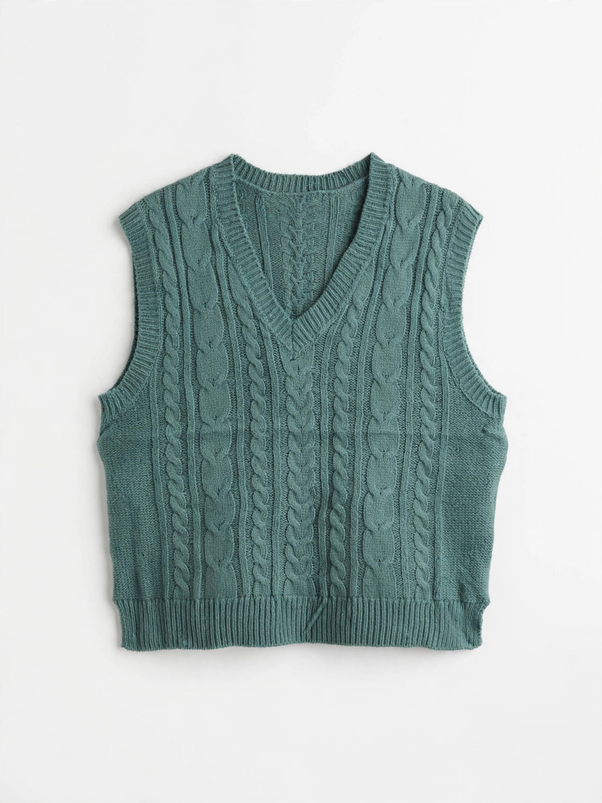 no comment Sage Green Cable Knit Sweater Vest