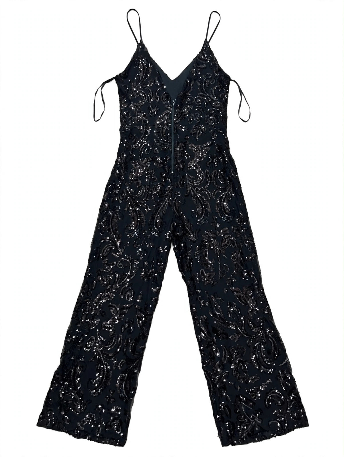 Windsor Black Sequin Spaghetti-Strap Wide-Leg Jumpsuit