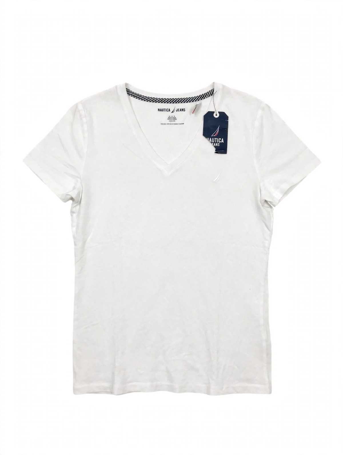 Nautica Jeans V-Neck T-Shirt – White (Size M)