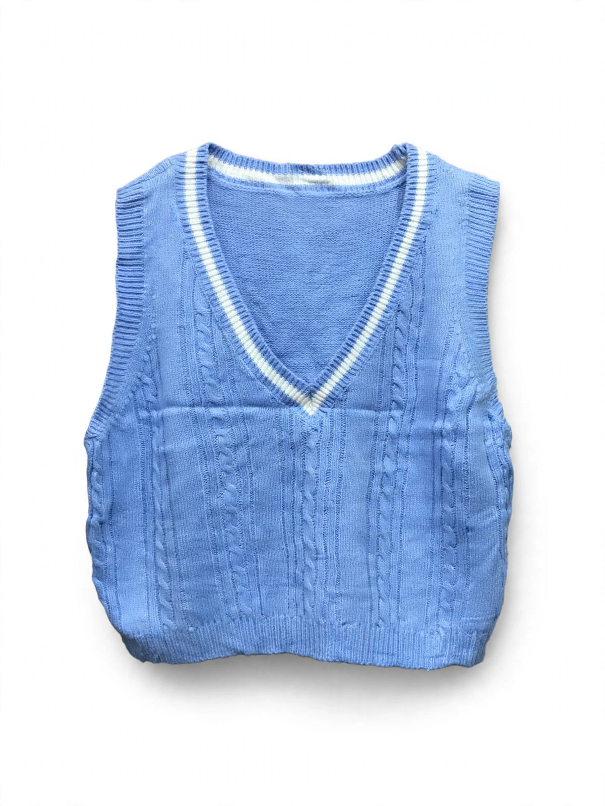 Garage Light Blue Cable-Knit Sweater Vest (Size M)