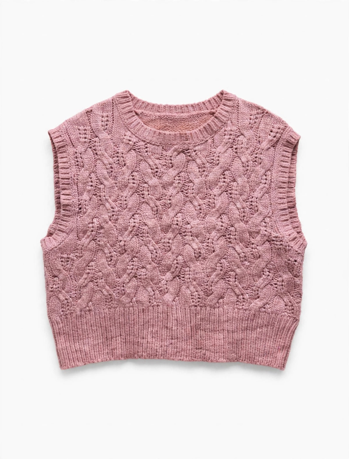 Sincerely Jules Dusty Pink Cable-Knit Sweater Vest (Size S)