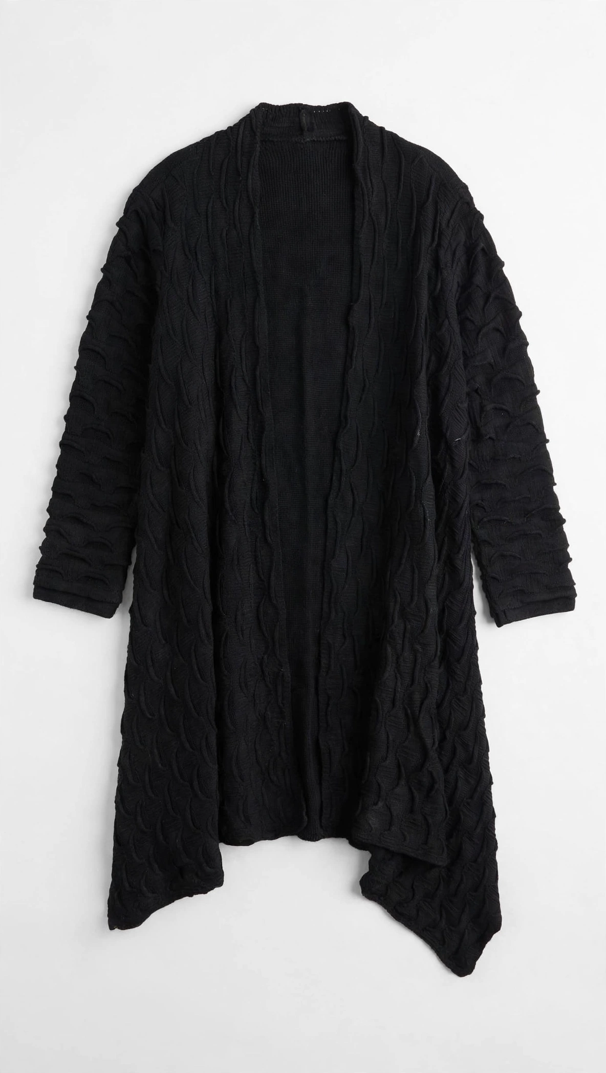 Roman Originals Black Cable-Knit Waterfall Cardigan (Size M)