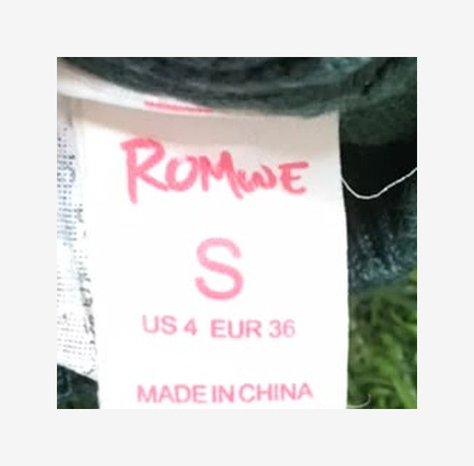 Original ROMWE garment label, size S