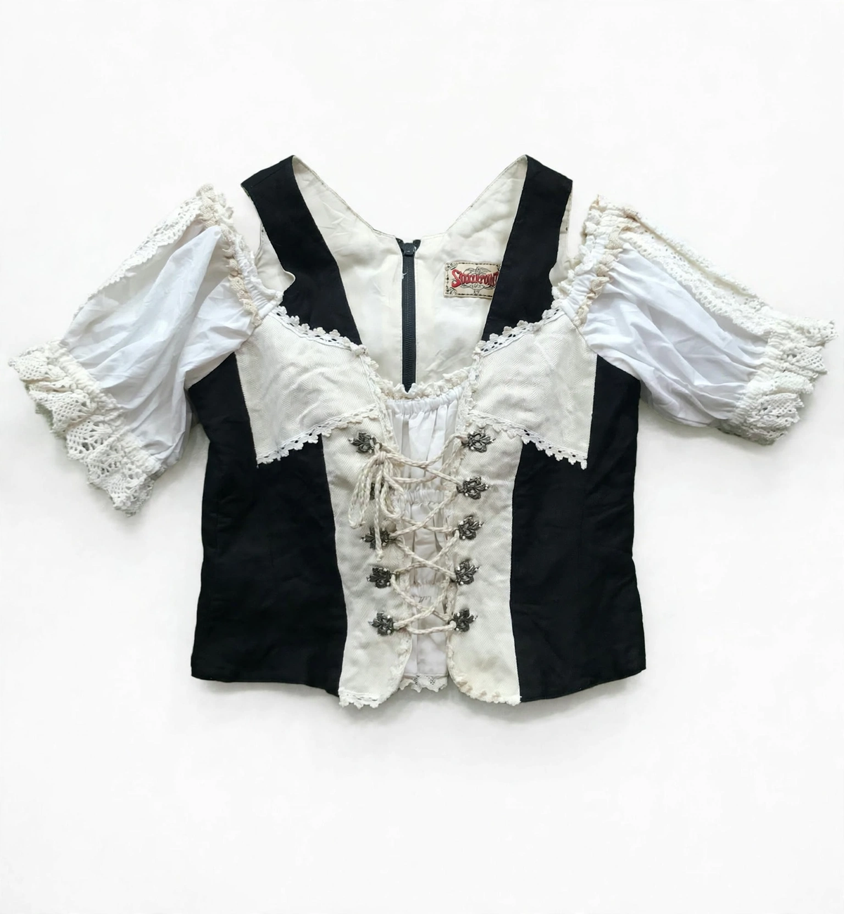 Stockerpoint Dirndl Blouse – Black/Cream (Size EU 42)