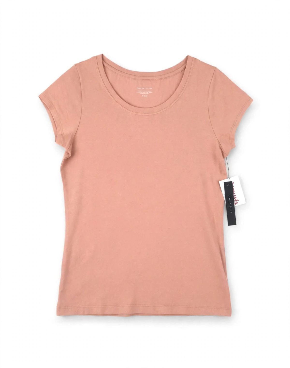 Tahari Essentials Scoop Neck T-Shirt – Dusty Peach (Size M)