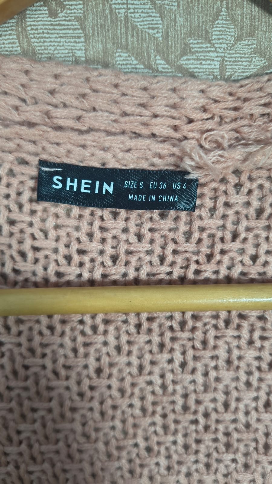 SHEIN Dusty Pink Open-Knit Cable Cardigan (Size S)