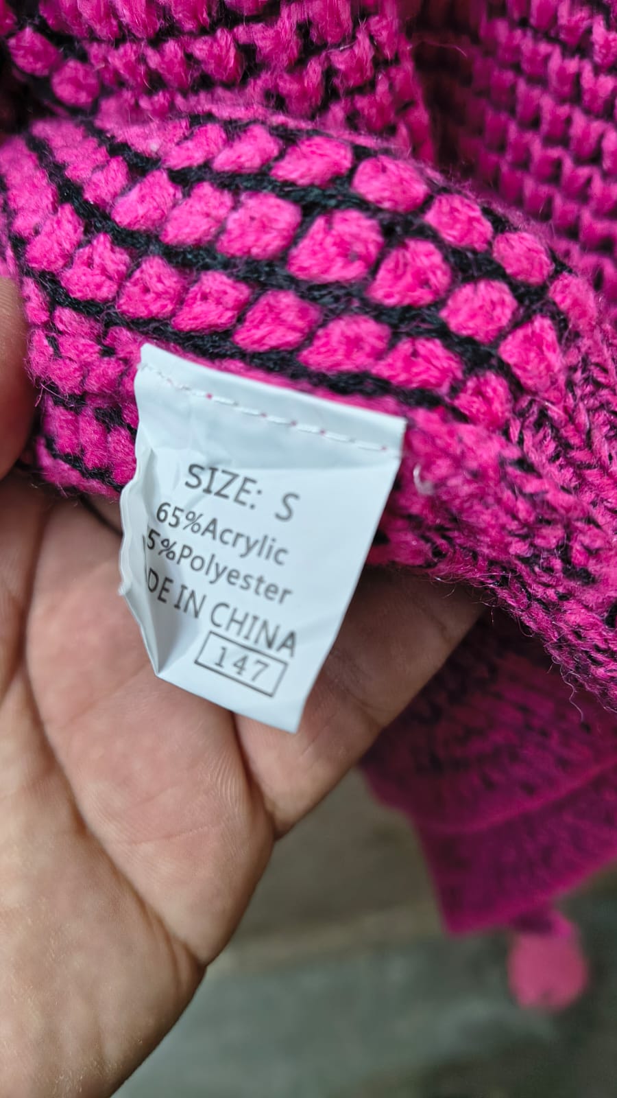 Hot Pink Textured Waffle-Knit Open-Front Cardigan (Size S)