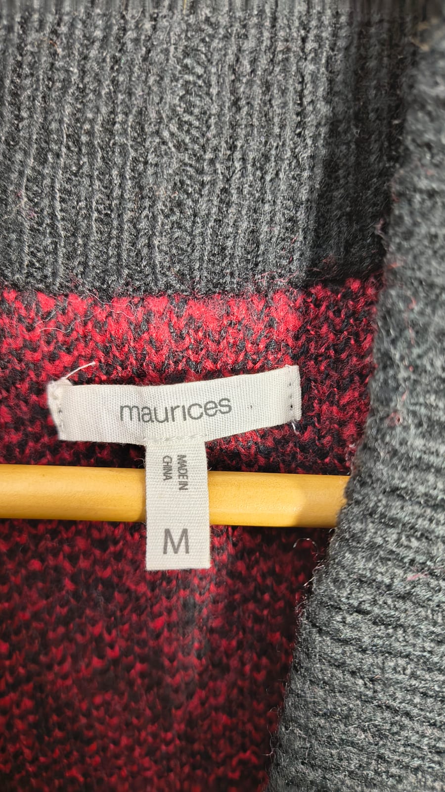 maurices Red and Black Buffalo Plaid Shawl-Collar Cardigan (Size M)