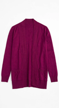 Pink Clover Deep Magenta Shawl-Collar Cardigan with Pockets (Size S)