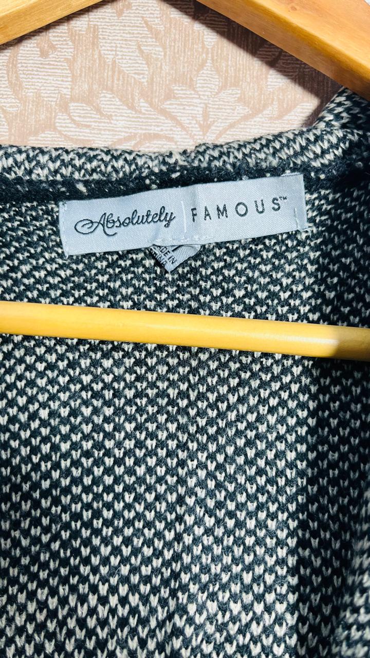 Absolutely Famous Navy Cream Plaid Hooded Pocket Cardigan