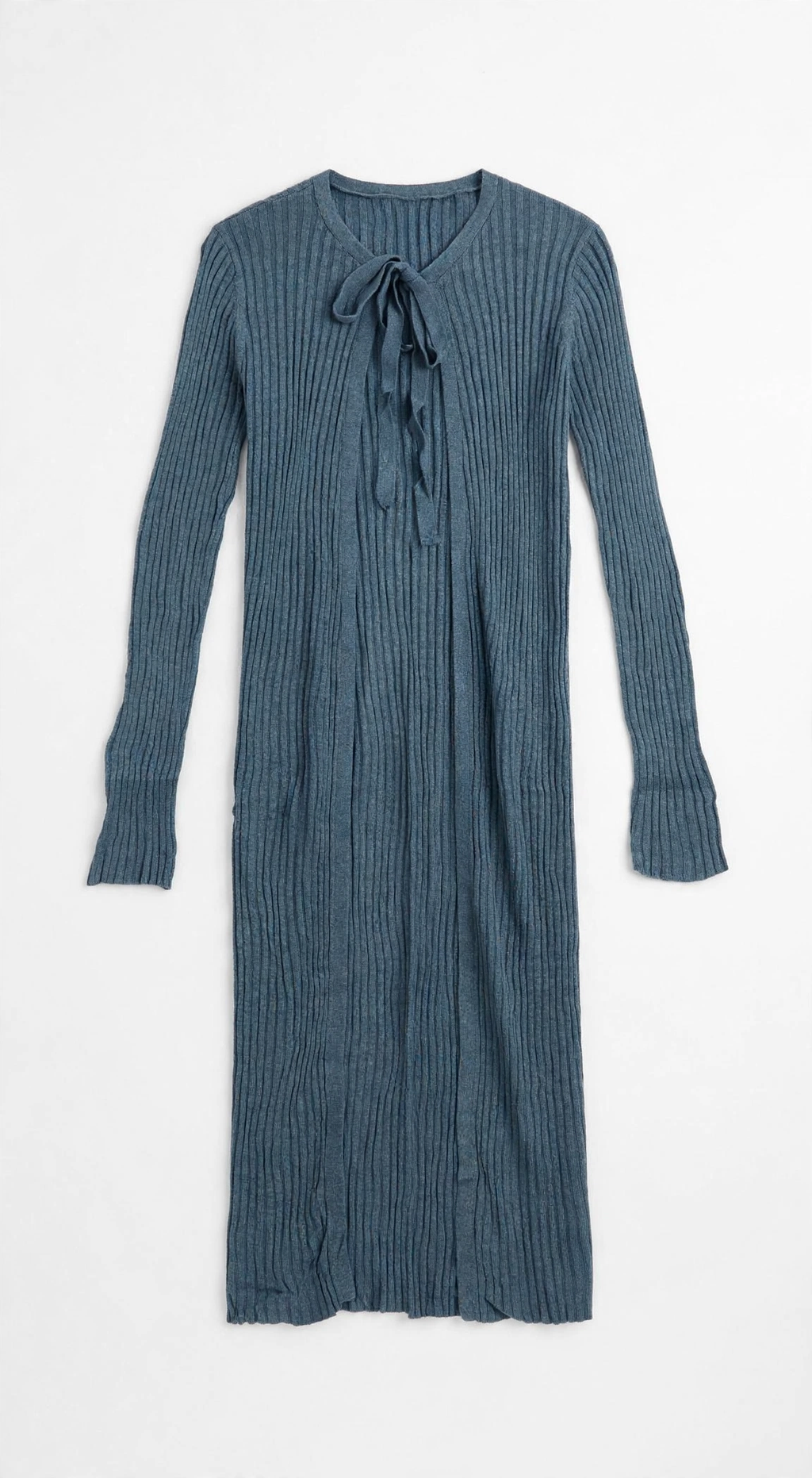 Aeropostale Blue-Grey Ribbed Tie-Front Longline Cardigan (Size S)