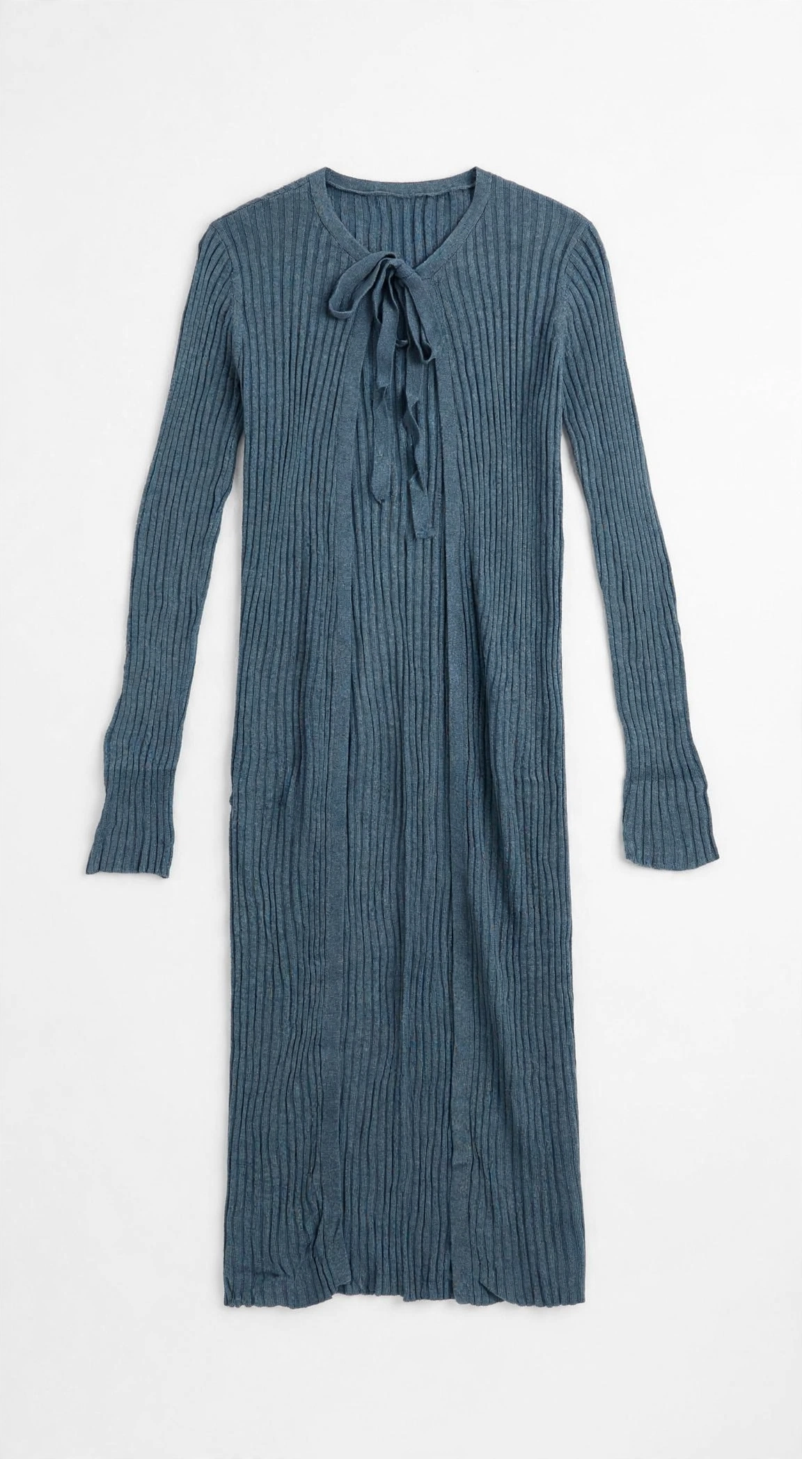 Aeropostale Blue-Grey Ribbed Tie-Front Longline Cardigan (Size S)
