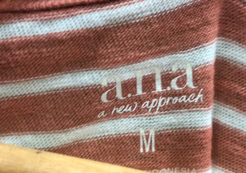 a.n.a A New Approach Striped Pocket T-Shirt – Rust/White (Size M)