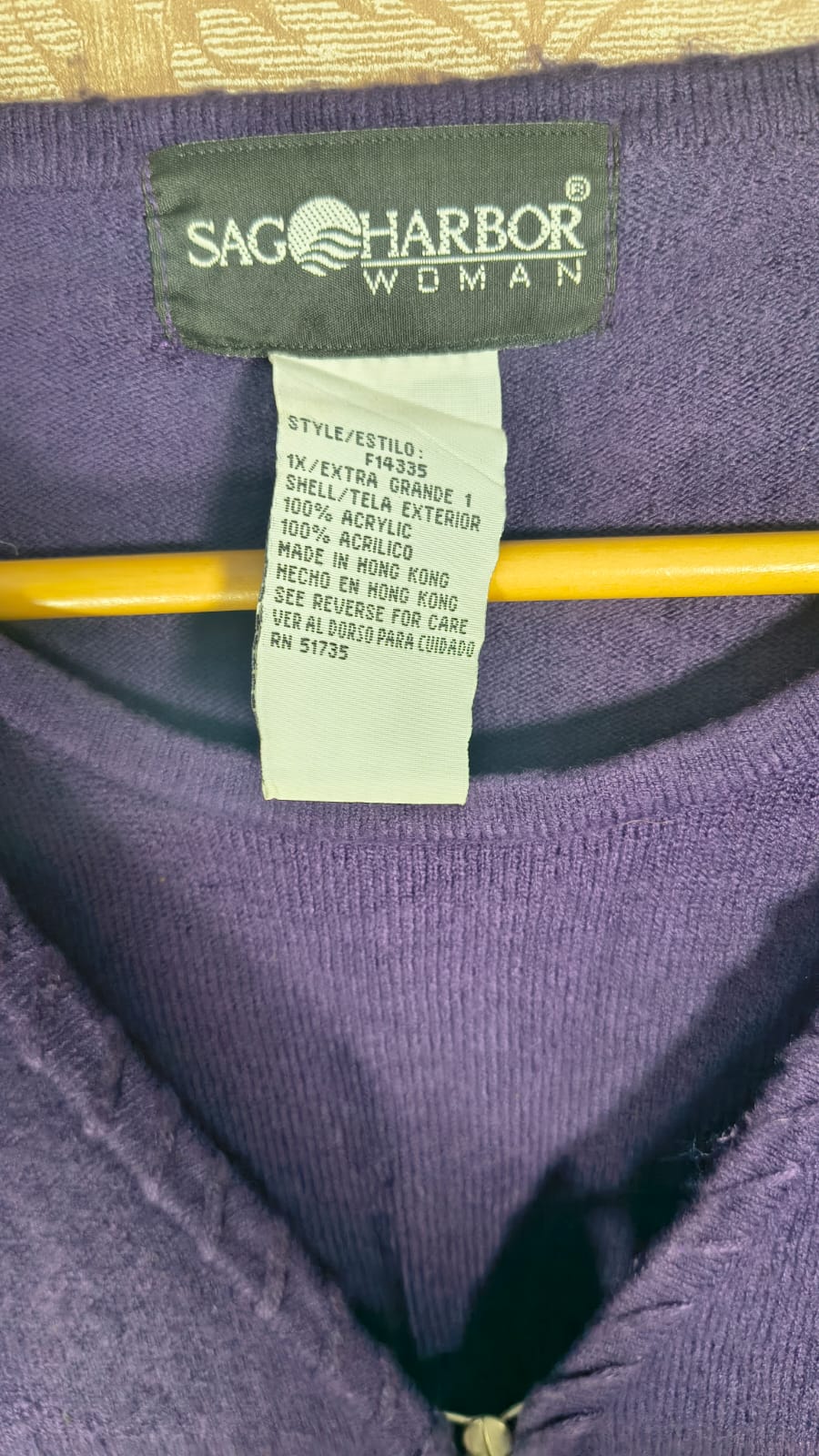 Sag Harbor Woman Purple Knit Cardigan (Size 1X)