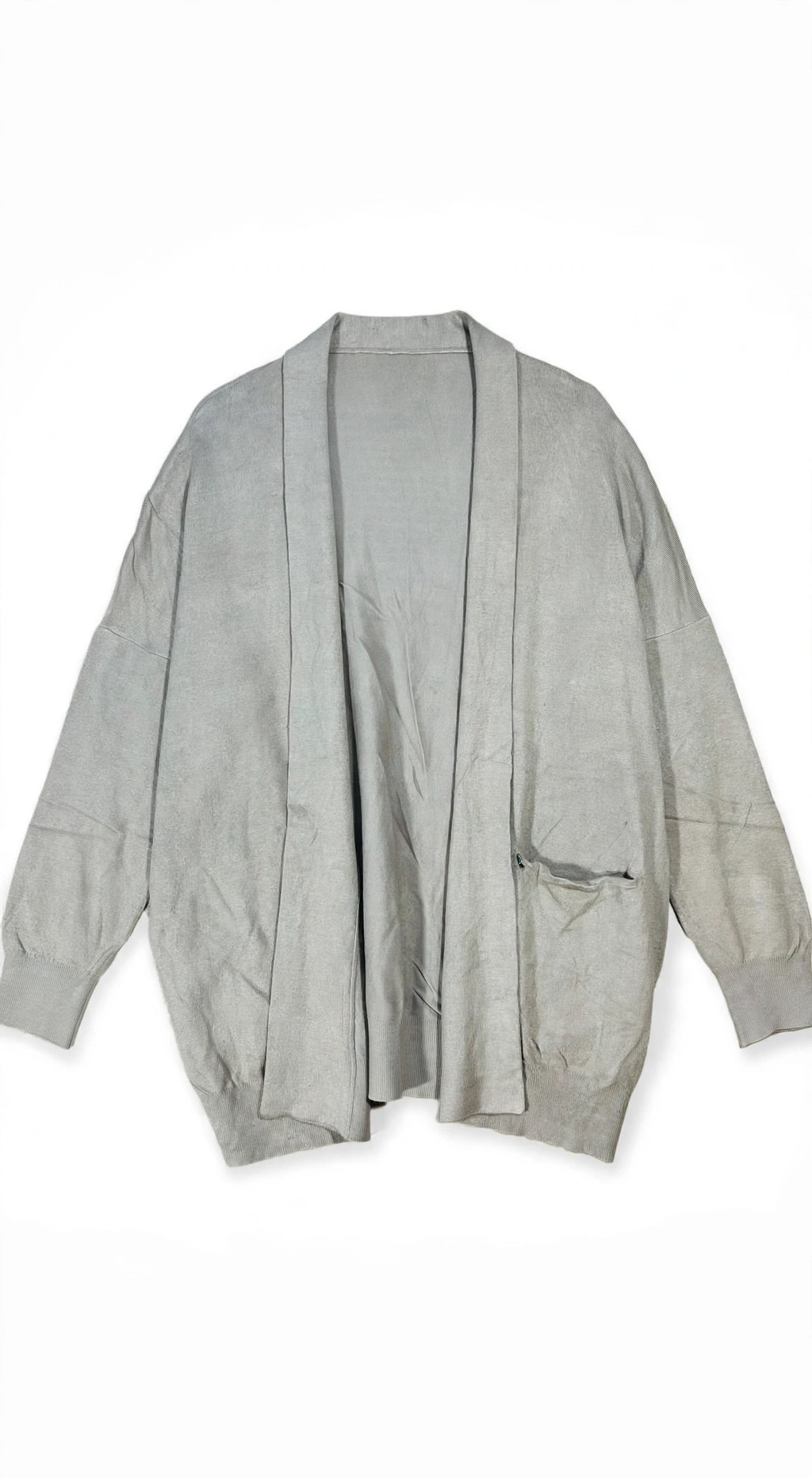 Bill Cost Oatmeal Open-Front Cardigan with Pocket (Size L)