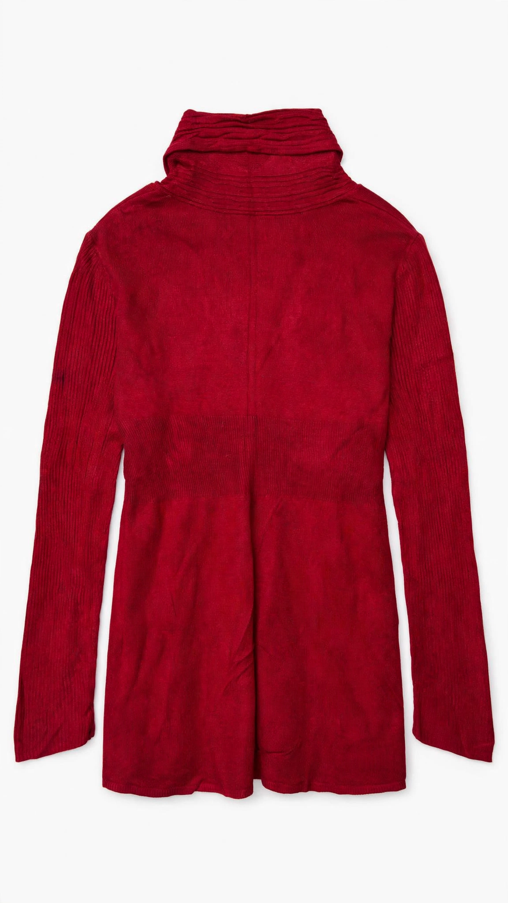 Carolyn Taylor Red Ribbed Knit Draped Cardigan (Size L)
