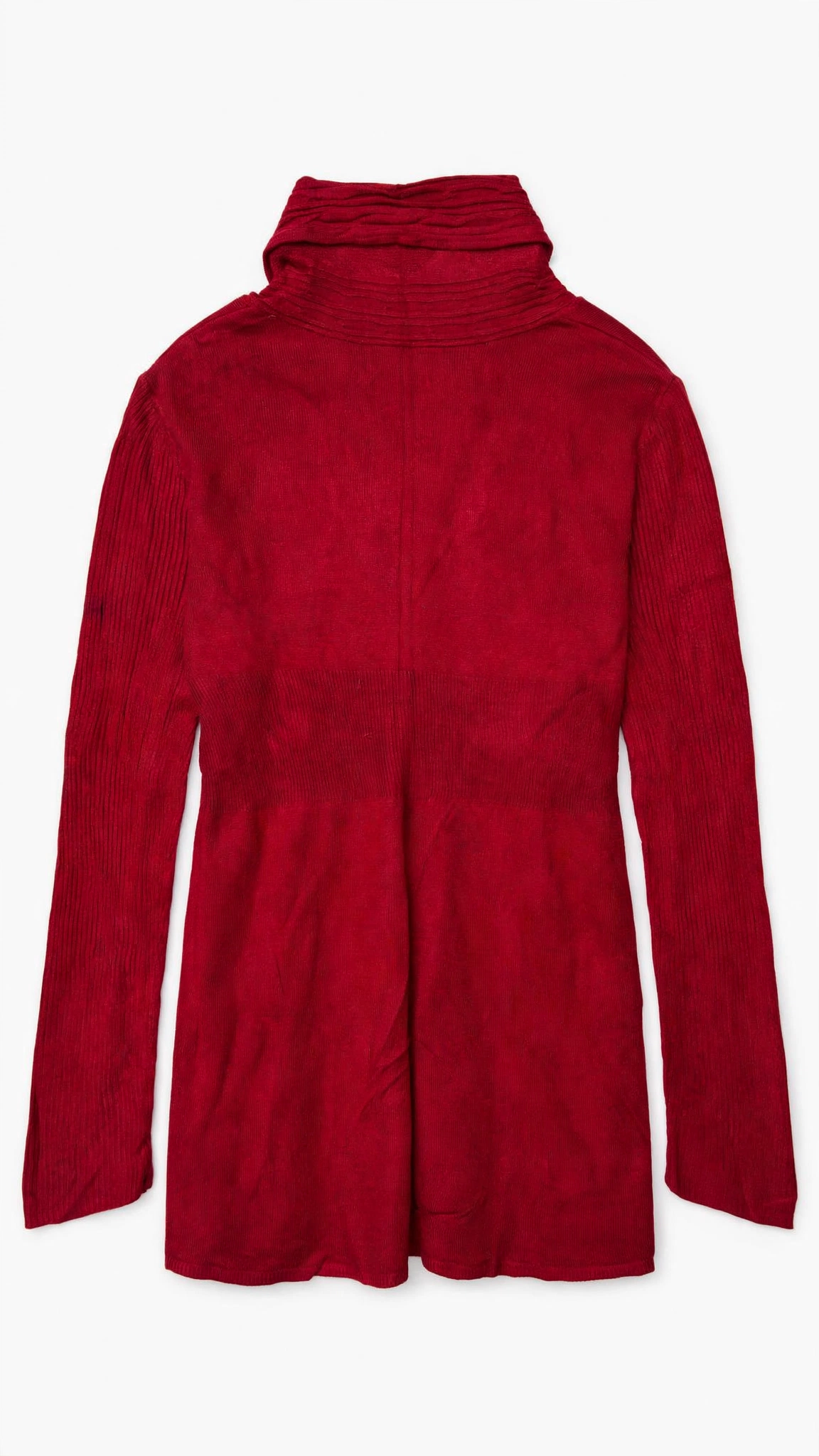 Carolyn Taylor Red Ribbed Knit Draped Cardigan (Size L)