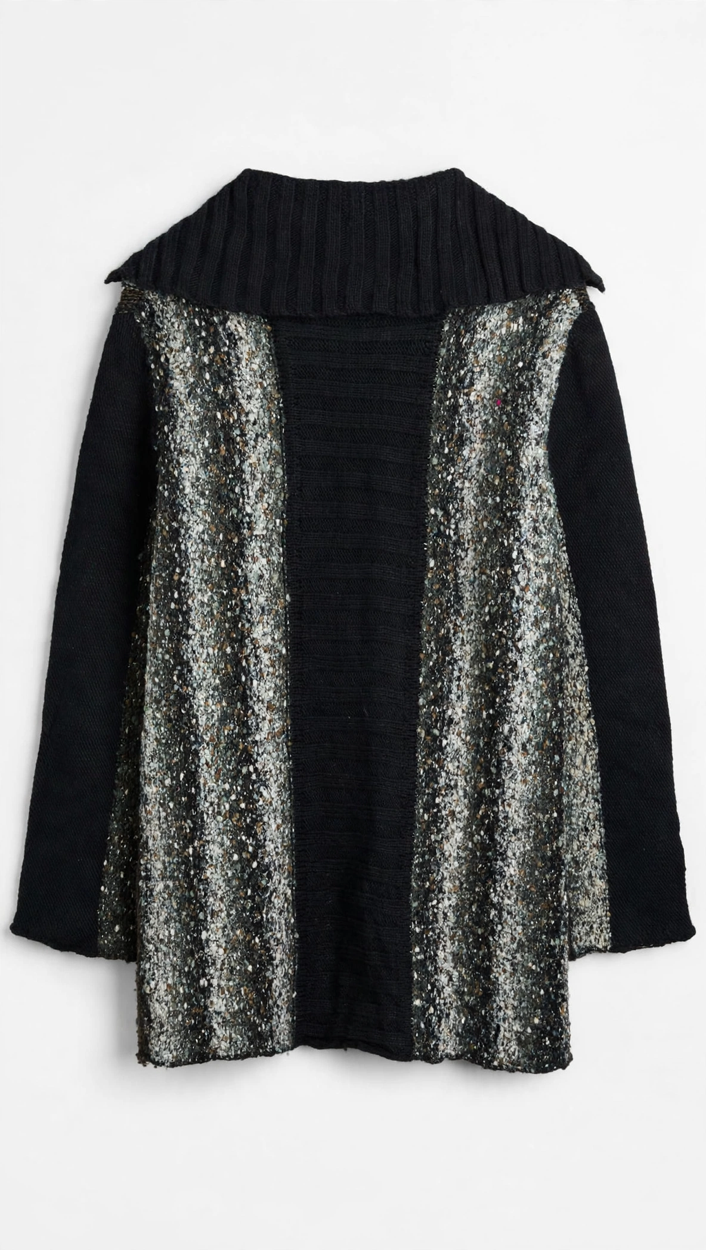 Casamia Exclusive Black Shawl-Collar Cardigan with Shimmer Panels (Size M/L)