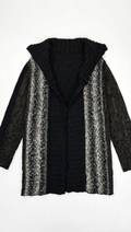 Casamia Exclusive Black Shawl-Collar Cardigan with Shimmer Panels (Size M/L)