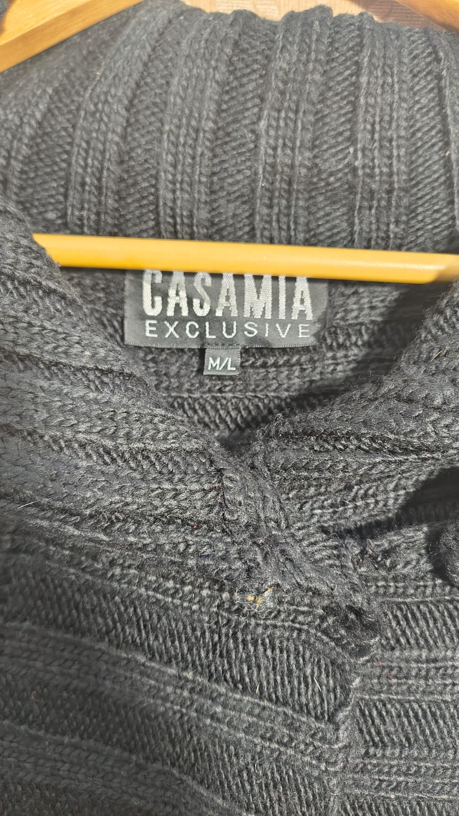 Casamia Exclusive Black Shawl-Collar Cardigan with Shimmer Panels (Size M/L)