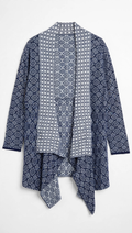 Cellbes Navy and White Geometric Waterfall Cardigan (Size 46/48)