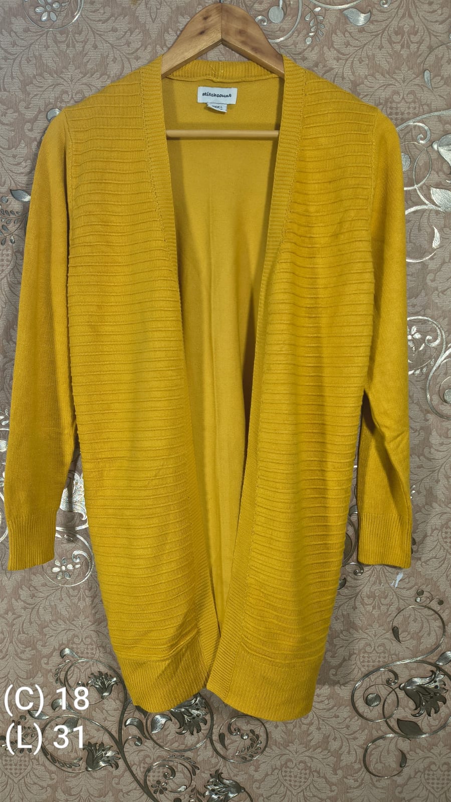 Cellbes Navy and White Geometric Waterfall Cardigan (Size 46/48)
