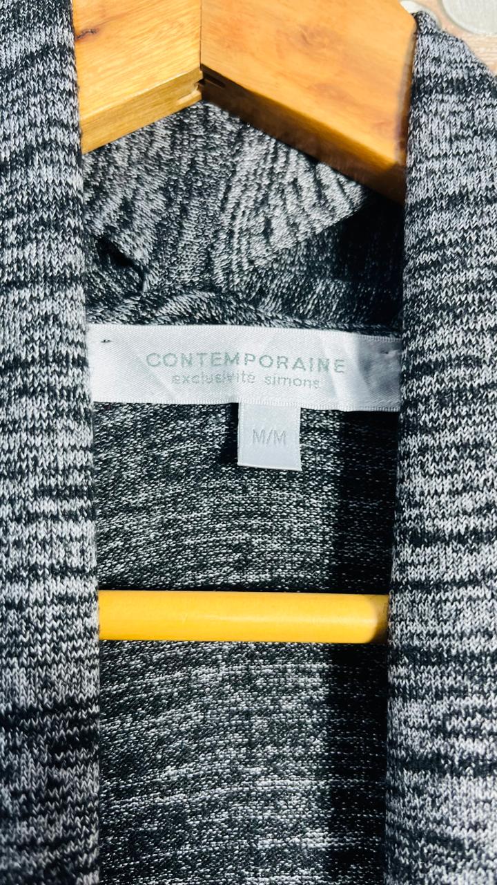 Contemporaine Grey Marle Long Pocket Cardigan (Size M)