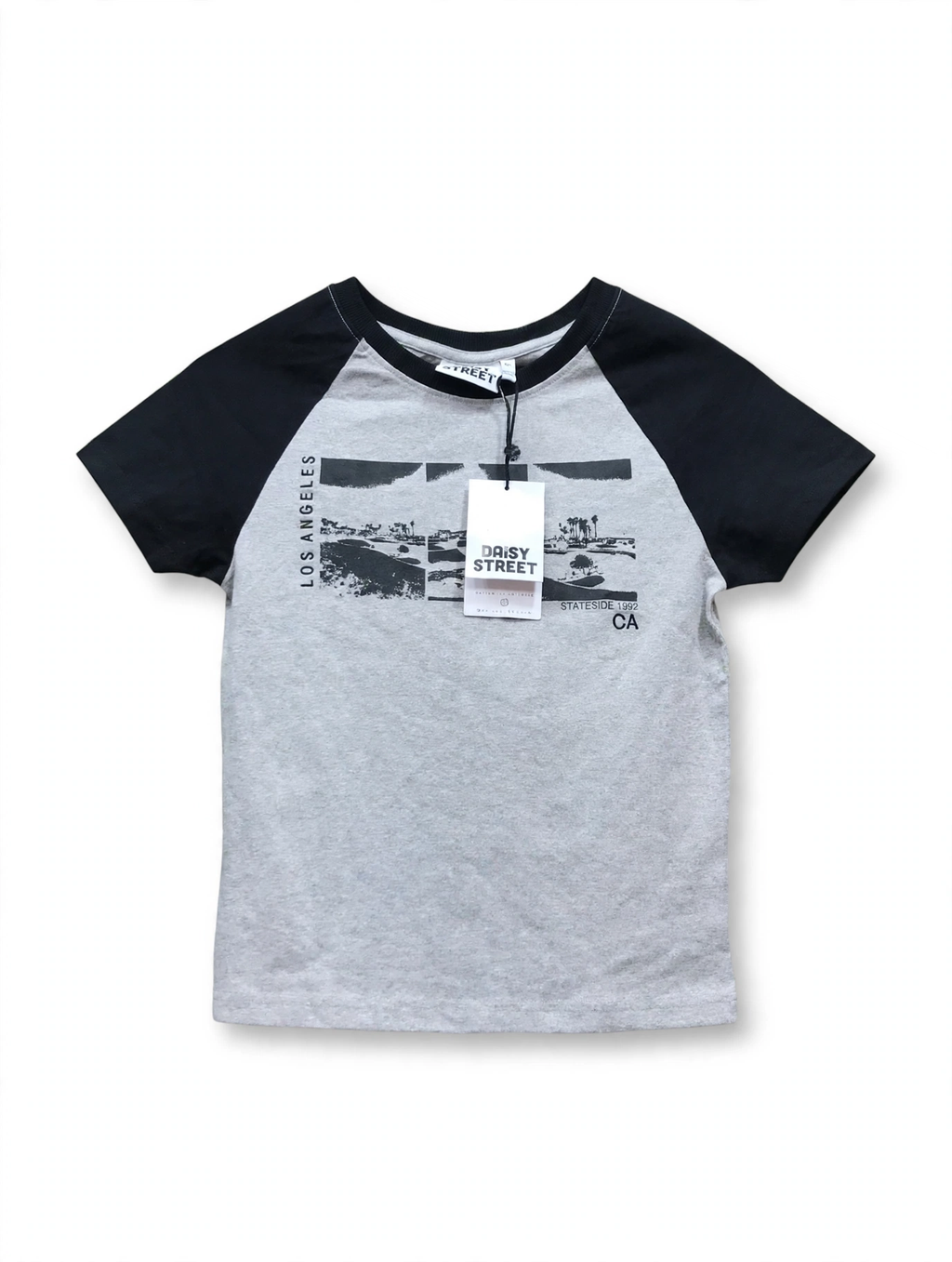 Daisy Street Los Angeles Raglan T-Shirt – Grey/Black (Size M)