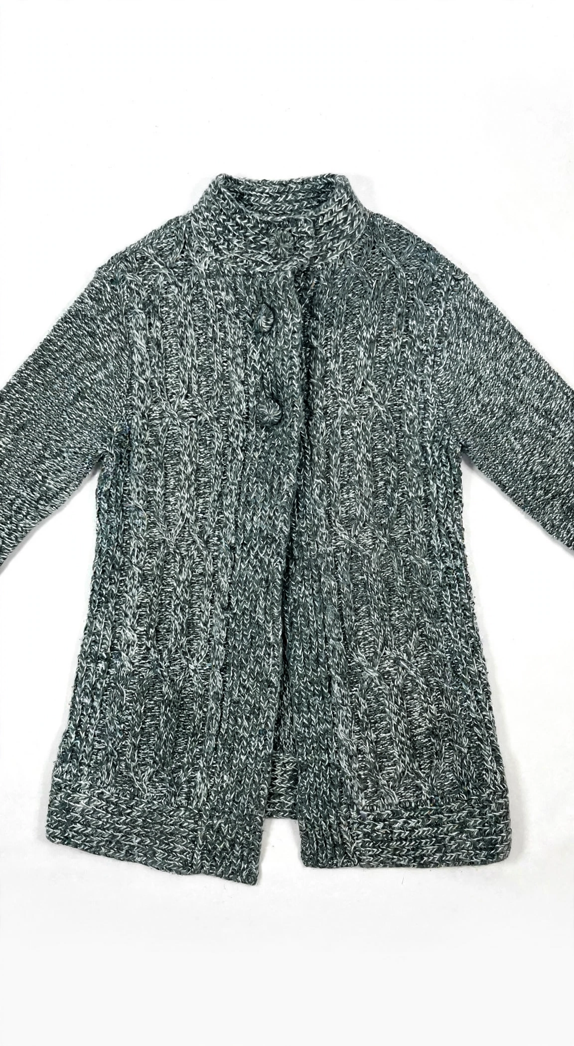 Debenhams Grey Marle Chunky Cowl-Neck Cardigan (Size 16)