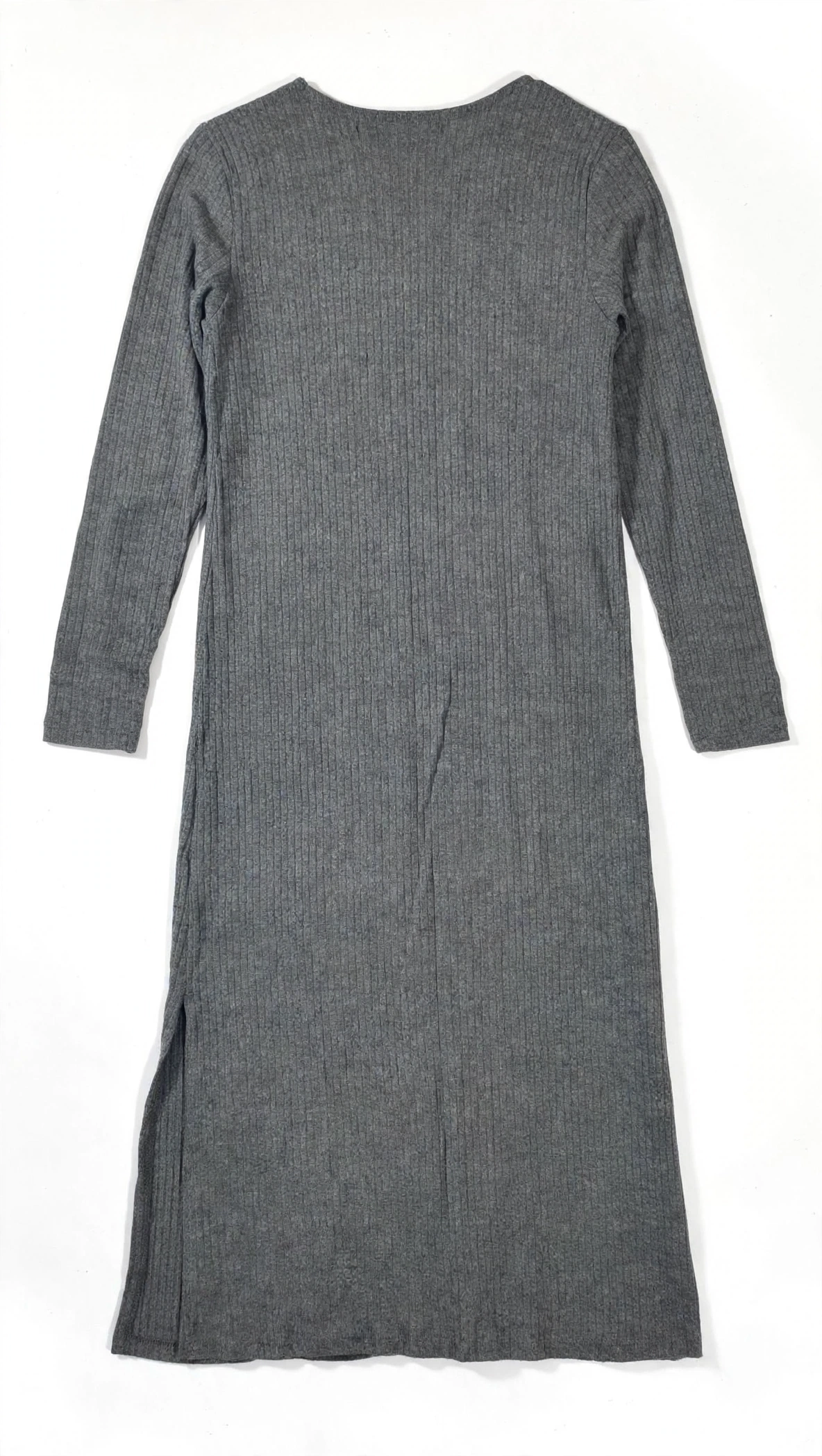 Derek Heart Grey Ribbed Longline Cardigan with Pockets (Size S)
