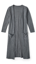 Derek Heart Grey Ribbed Longline Cardigan with Pockets (Size S)