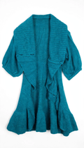 Elite GIRL Teal Shawl-Collar Cardigan with Ruffled Hem (Girls)