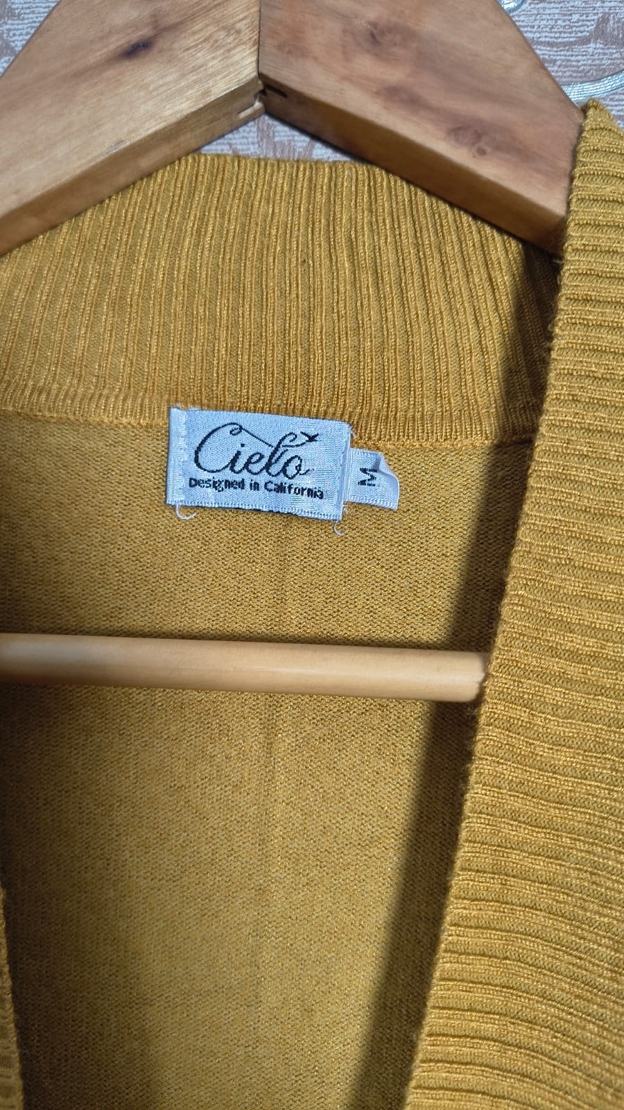 Cielo Mustard Yellow Open-Front Cardigan with Pockets (Size M)
