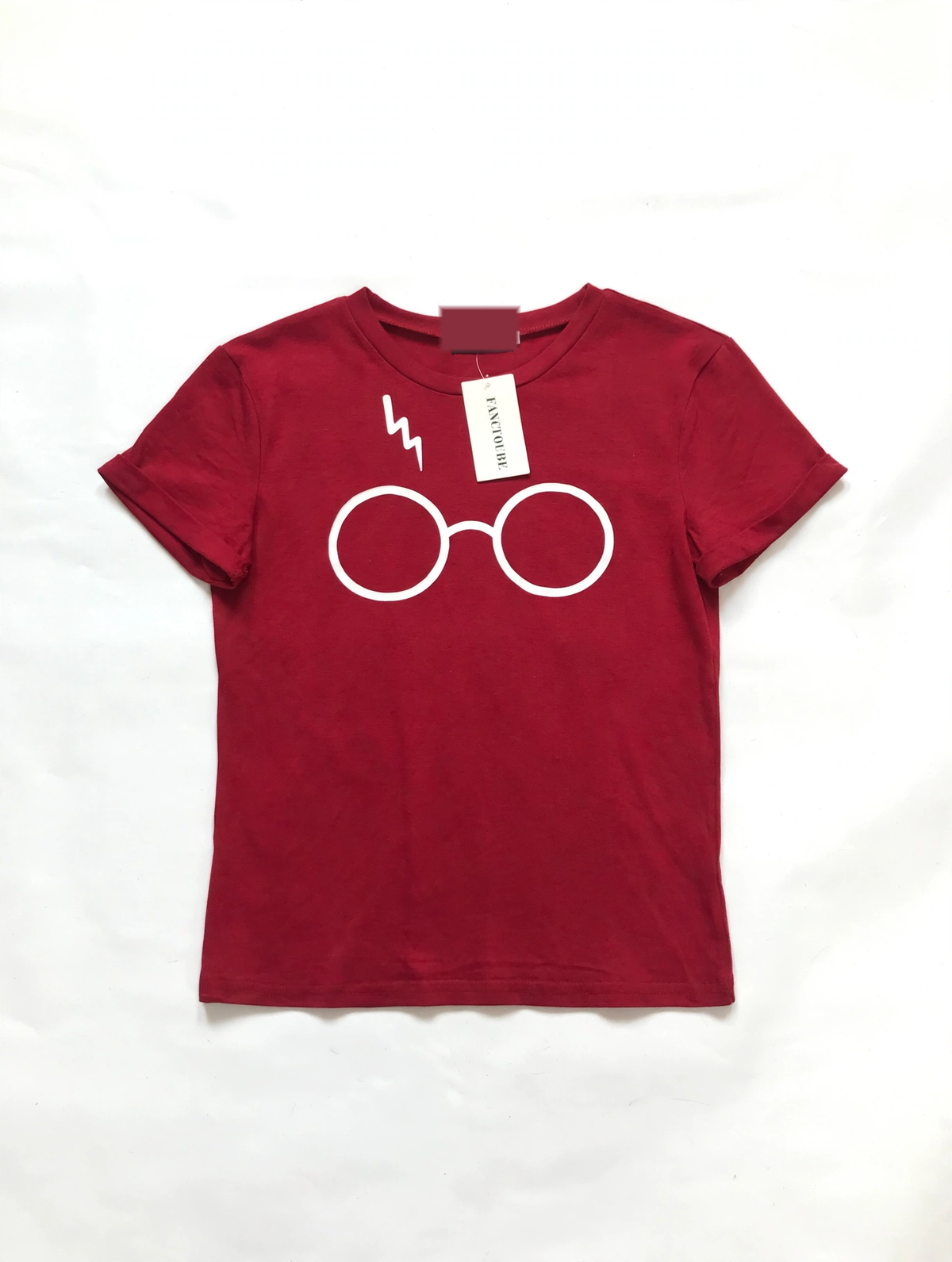 Fancyqube Glasses & Bolt Graphic T-Shirt – Red (Size M)