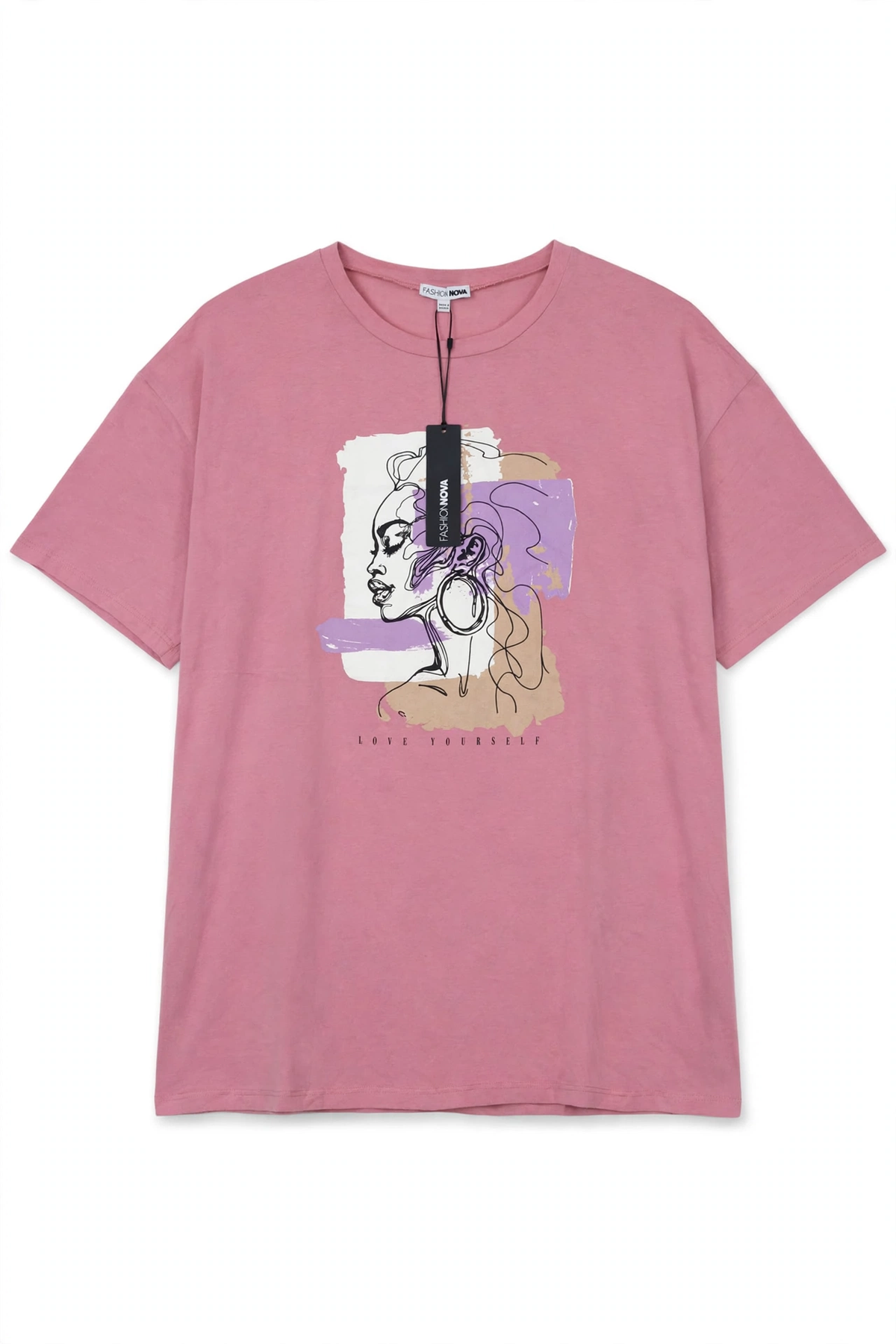 Fashion Nova Love Yourself Graphic T-Shirt – Mauve (Oversized)
